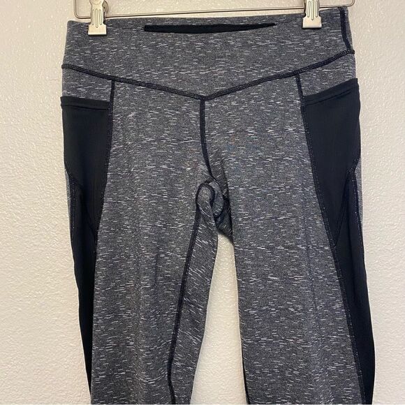 Lucy tech compression yoga leggings pockets zipper drawstring Heathered gray-S - Picture 4 of 15